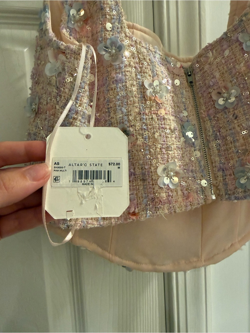 Sequin Floral Tweed corset top - Pink - Picture 5 of 5